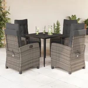 vidaXL Ensemble à manger de jardin 5 pcs coussins gris résine tressée pas cher