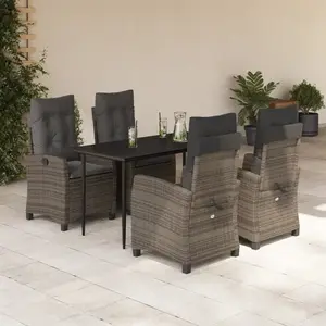 vidaXL Ensemble à manger de jardin 5 pcs coussins gris résine tressée pas cher