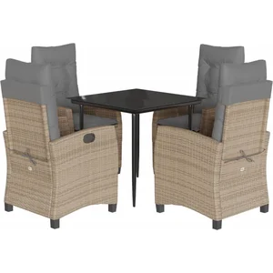 vidaXL Ensemble à manger de jardin coussins 5 pcs mélange beige rotin pas cher