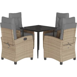 vidaXL Ensemble à manger de jardin coussins 5 pcs mélange beige rotin pas cher