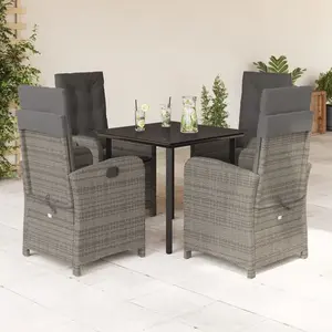 vidaXL Ensemble à manger de jardin 5 pcs coussins gris résine tressée pas cher