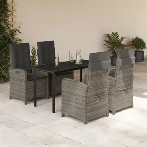 vidaXL Ensemble à manger de jardin 5 pcs coussins gris résine tressée pas cher