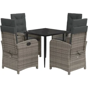 vidaXL Ensemble à manger de jardin 5 pcs coussins gris résine tressée pas cher