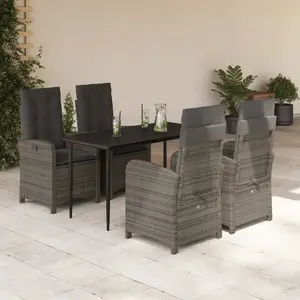 vidaXL Ensemble à manger de jardin 5 pcs coussins gris résine tressée pas cher