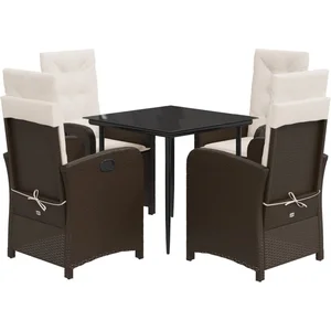 vidaXL Ensemble à manger de jardin 5 pcs et coussins marron poly rotin pas cher