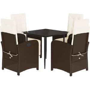 vidaXL Ensemble à manger de jardin 5 pcs et coussins marron poly rotin pas cher