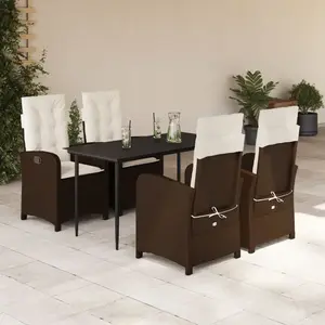 vidaXL Ensemble à manger de jardin 5 pcs et coussins marron poly rotin pas cher