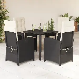 vidaXL Ensemble à manger de jardin coussins 5pcs Noir Résine tressée pas cher
