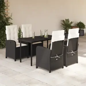 vidaXL Ensemble à manger de jardin coussins 5pcs Noir Résine tressée pas cher
