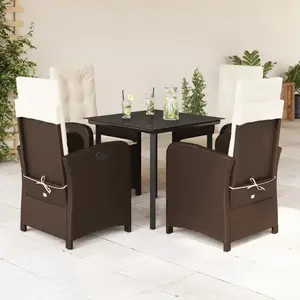vidaXL Ensemble à manger de jardin 5 pcs et coussins marron poly rotin pas cher