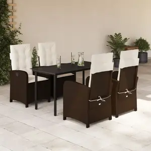 vidaXL Ensemble à manger de jardin 5 pcs et coussins marron poly rotin pas cher