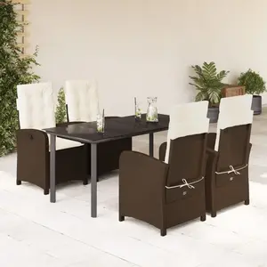 vidaXL Ensemble à manger de jardin 5 pcs et coussins marron poly rotin pas cher