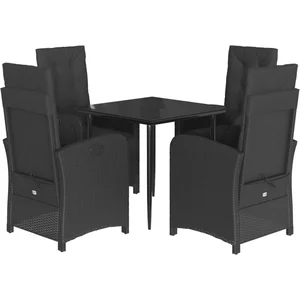 vidaXL Ensemble à manger de jardin coussins 5pcs Noir Résine tressée pas cher