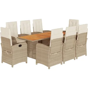 vidaXL Ensemble à manger de jardin et coussins 9 pcs mélange beige pas cher