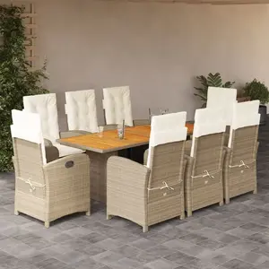 Comparateur de prix : vidaXL Ensemble à manger de jardin et coussins 9 pcs mélange beige