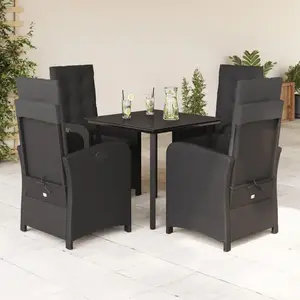 vidaXL Ensemble à manger de jardin coussins 5pcs Noir Résine tressée pas cher