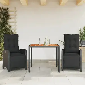 vidaXL Ensemble à manger de jardin avec coussins 3 pcs Noir pas cher