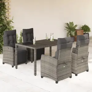 vidaXL Ensemble à manger de jardin 5 pcs avec coussins Gris pas cher