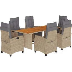 vidaXL Ensemble à manger de jardin et coussins 9 pcs mélange beige pas cher