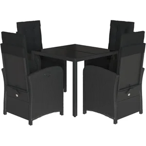vidaXL Ensemble à manger de jardin coussins 5pcs Noir Résine tressée pas cher
