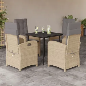 vidaXL Ensemble à manger de jardin coussins 5 pcs mélange beige rotin pas cher