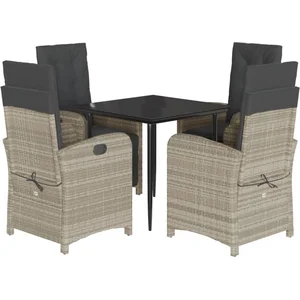 vidaXL Ensemble à manger de jardin et coussins 5 pcs gris clair rotin pas cher