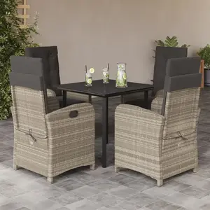 vidaXL Ensemble à manger de jardin et coussins 5 pcs gris clair rotin pas cher