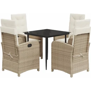 vidaXL Ensemble à manger de jardin avec coussins 5pcs Beige poly rotin pas cher