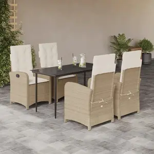 vidaXL Ensemble à manger de jardin avec coussins 5pcs Beige poly rotin pas cher