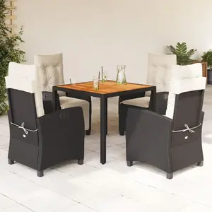 vidaXL Ensemble à manger de jardin coussins 5pcs Noir Résine tressée pas cher