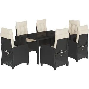 vidaXL Ensemble à manger de jardin coussins 7pcs Noir Résine tressée pas cher