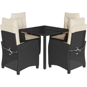 vidaXL Ensemble à manger de jardin coussins 5pcs Noir Résine tressée pas cher