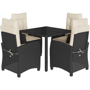 vidaXL Ensemble à manger de jardin coussins 5pcs Noir Résine tressée pas cher
