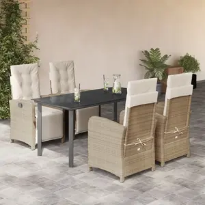 vidaXL Ensemble à manger de jardin avec coussins 5pcs Beige poly rotin pas cher