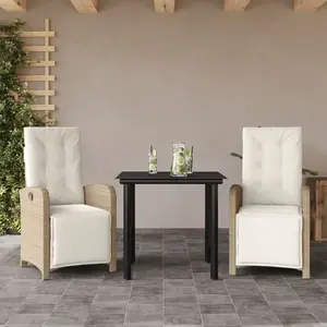 vidaXL Ensemble de bistro 3 pcs avec coussins beige résine tressée pas cher