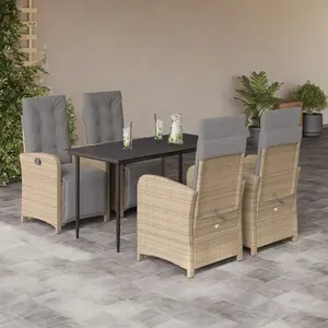 vidaXL Ensemble à manger de jardin avec coussins 5pcs Beige poly rotin pas cher