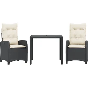vidaXL Ensemble à manger de jardin avec coussins 3 pcs Noir pas cher