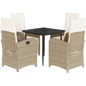 vidaXL Ensemble à manger de jardin avec coussins 5pcs Beige poly rotin pas cher