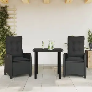 vidaXL Ensemble à manger de jardin avec coussins 3 pcs Noir pas cher