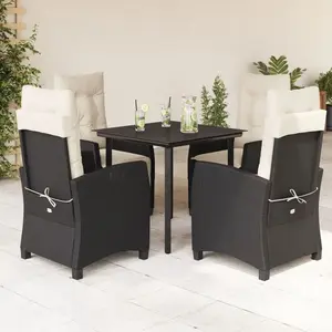vidaXL Ensemble à manger de jardin coussins 5pcs Noir Résine tressée pas cher