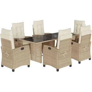 vidaXL Ensemble à manger de jardin et coussins 7 pcs beige poly rotin pas cher
