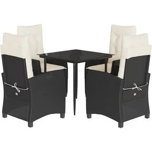vidaXL Ensemble à manger de jardin coussins 5pcs Noir Résine tressée pas cher
