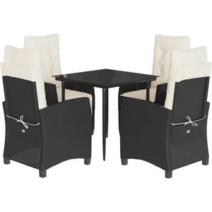 vidaXL Ensemble à manger de jardin coussins 5pcs Noir Résine tressée pas cher