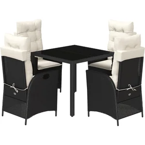vidaXL Ensemble à manger de jardin coussins 5pcs Noir Résine tressée pas cher
