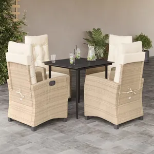 vidaXL Ensemble à manger de jardin avec coussins 5pcs Beige poly rotin pas cher