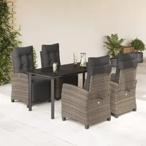 vidaXL Ensemble à manger de jardin 5 pcs avec coussins Gris pas cher