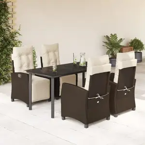vidaXL Ensemble à manger de jardin 5 pcs et coussins marron poly rotin pas cher