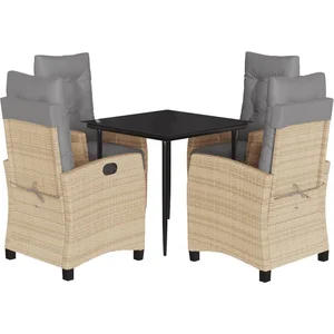 vidaXL Ensemble à manger de jardin coussins 5 pcs mélange beige rotin pas cher