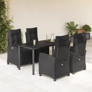 vidaXL Ensemble à manger de jardin coussins 5pcs Noir Résine tressée pas cher