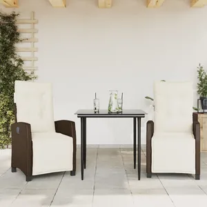 vidaXL Ensemble à manger de jardin 3 pcs et coussins marron poly rotin pas cher